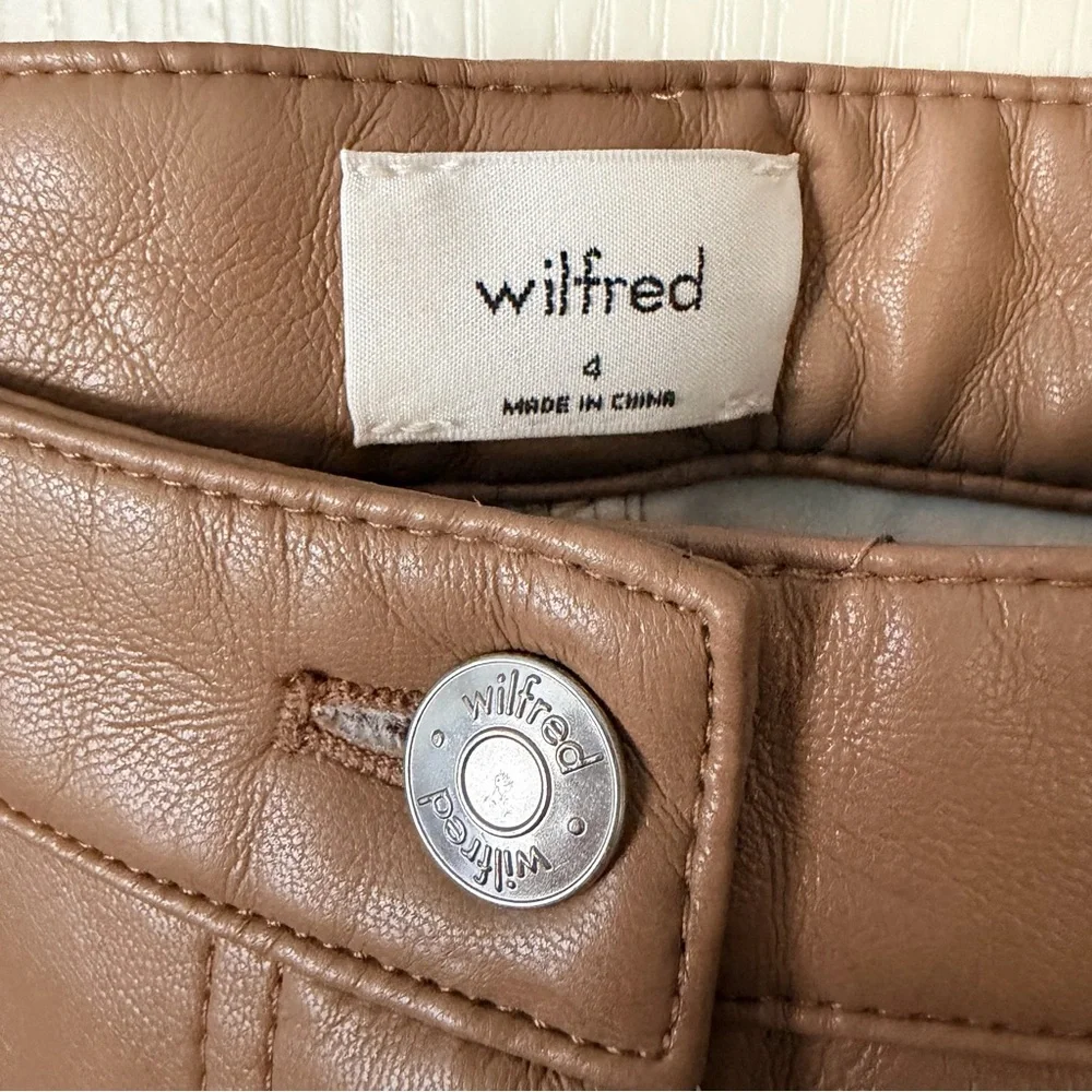 Wilfred Aritzia Melina Low Rise Brown Vegan leather Pants, 4 - Picture 5 of 13